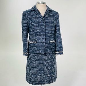 Ann Taylor 2 piece Blue Tweed Suit